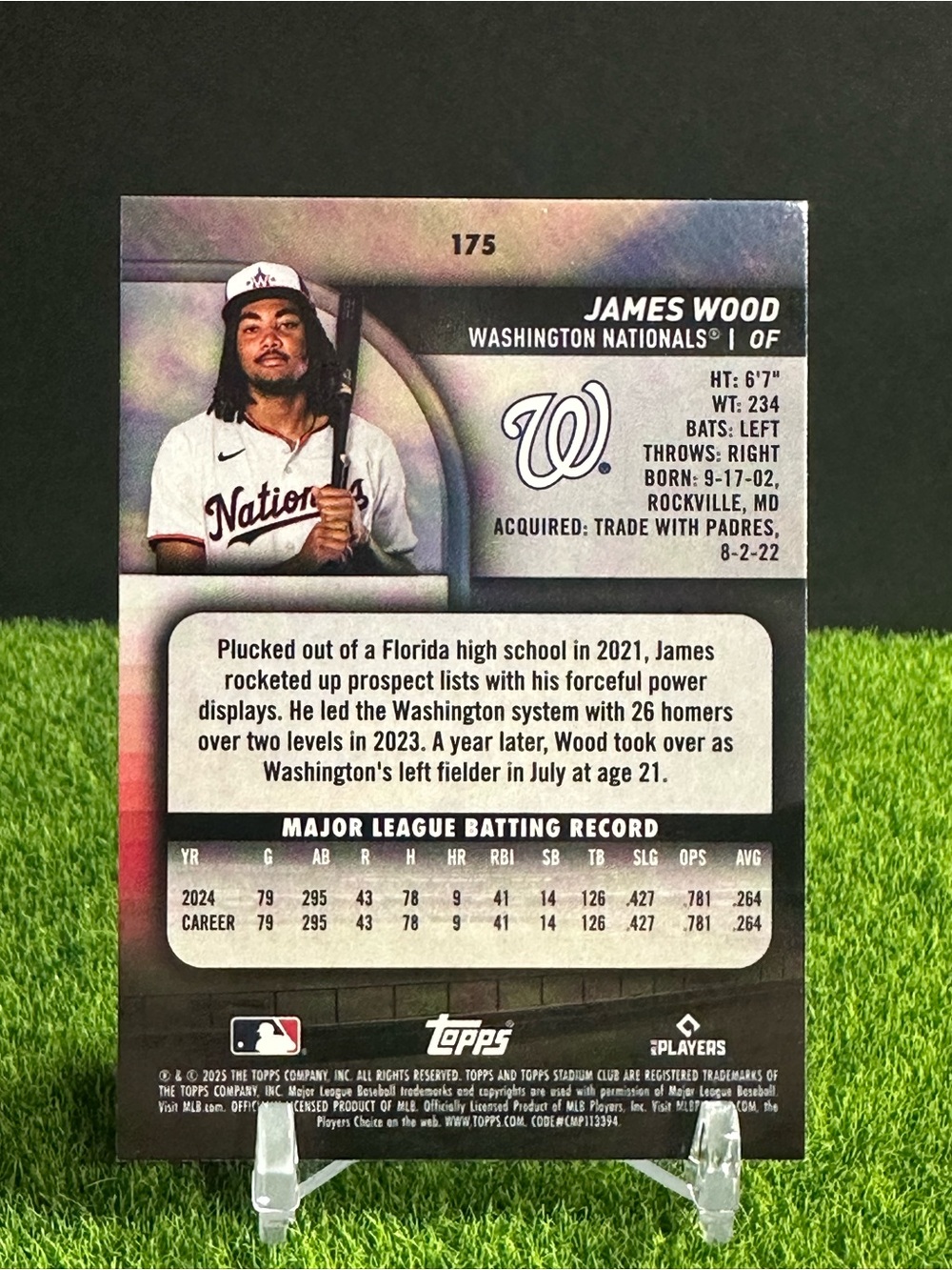 James Wood Washington Nationals 2025 Stadium Club Blue Foil Parallel. - Picture 2 of 2